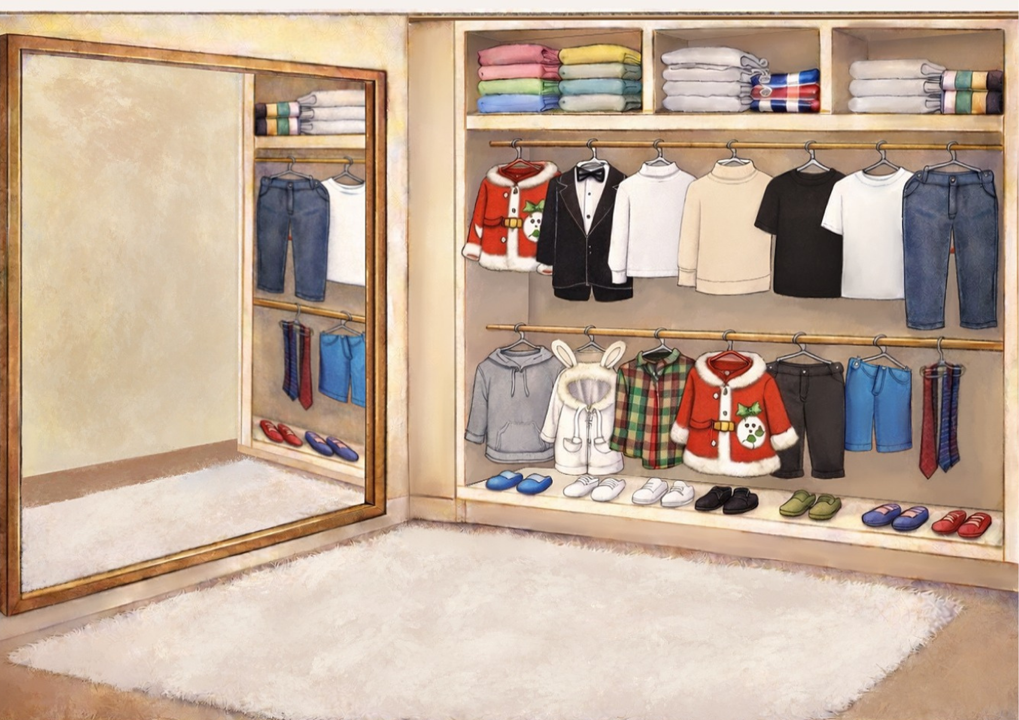Printable paper doll closet background for Bean